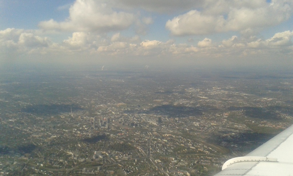 Anflug auf den Flughafen Düsseldorf